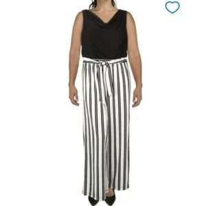 Emma & Michele Womens Striped Cowl Neck Jumpsuit B/W. Size XL/16. Soho B…